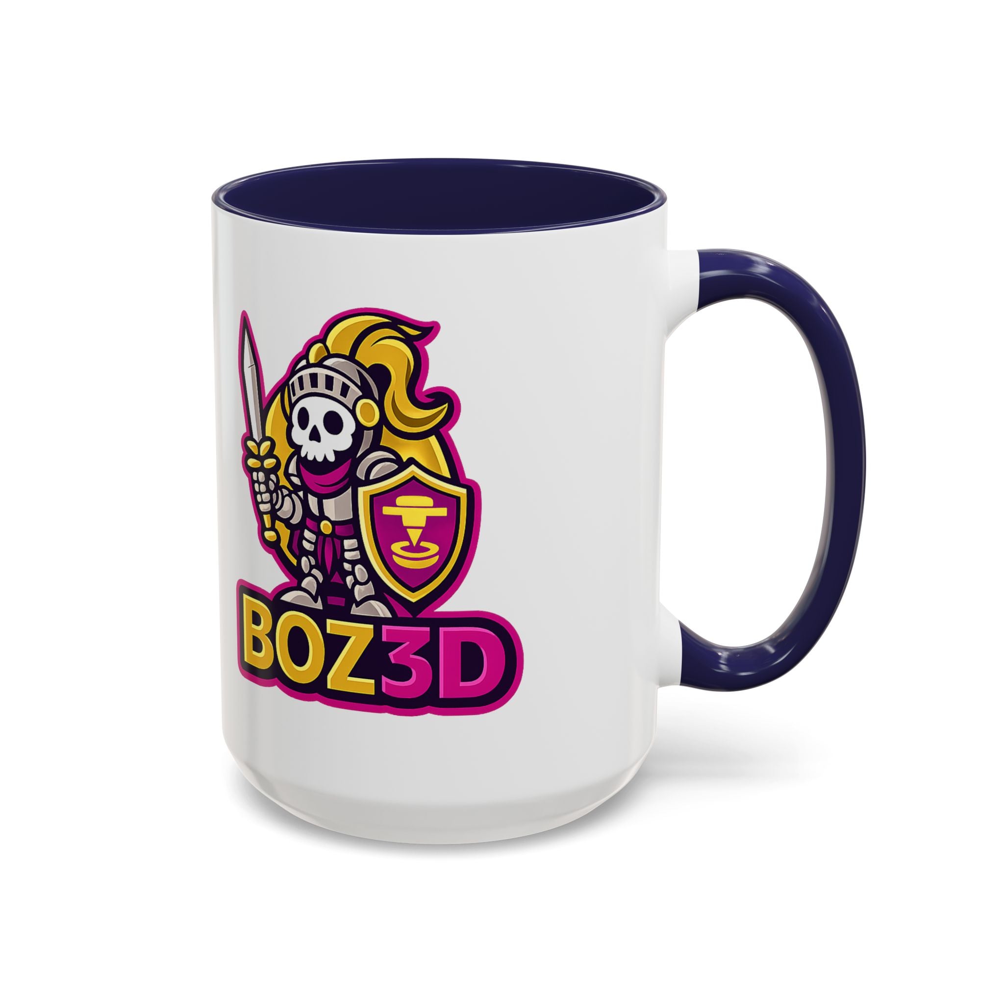 Skull Knight Logo Accent Coffee Mug (11/15oz) — BOZ3D Gaming Drinkware