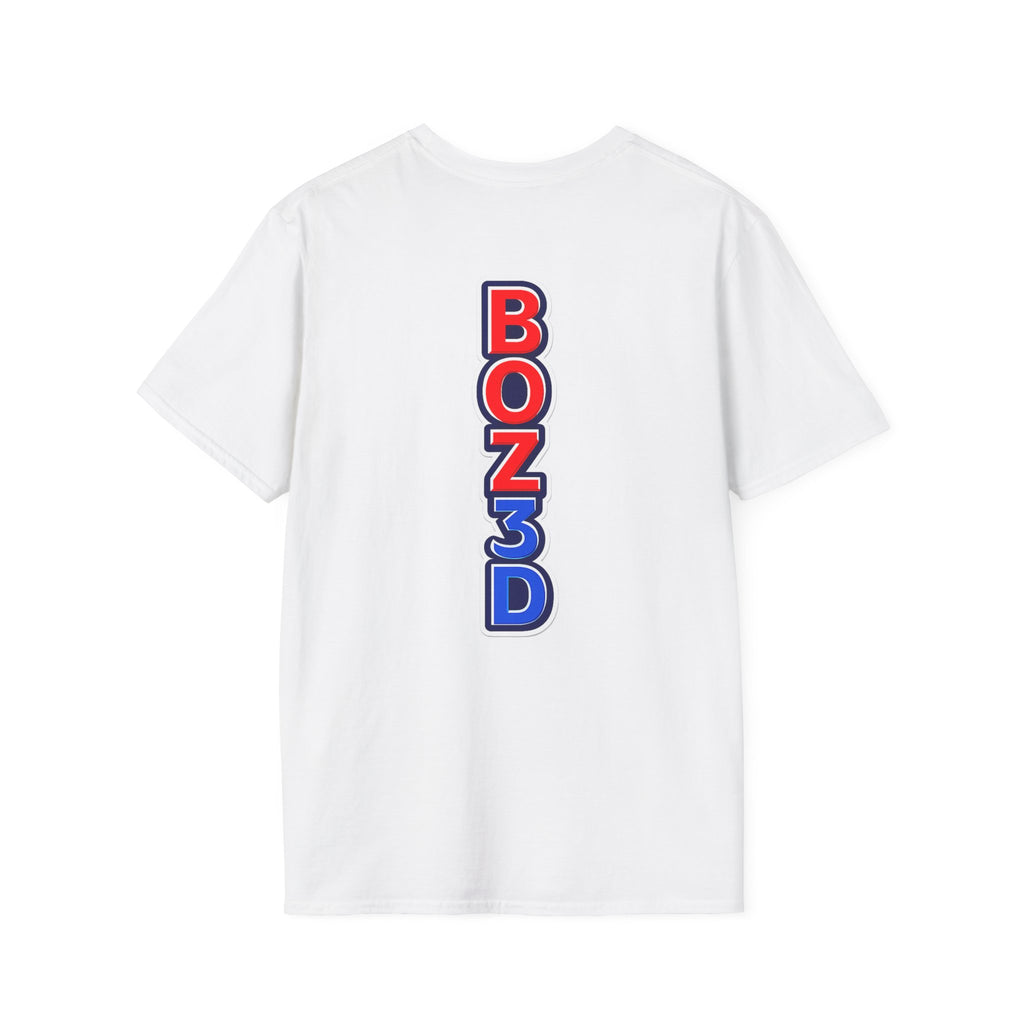 BOZ3D Skeleton Knight Color Logo T-Shirt | Red, White & Blue 3D Printing Maker Tee