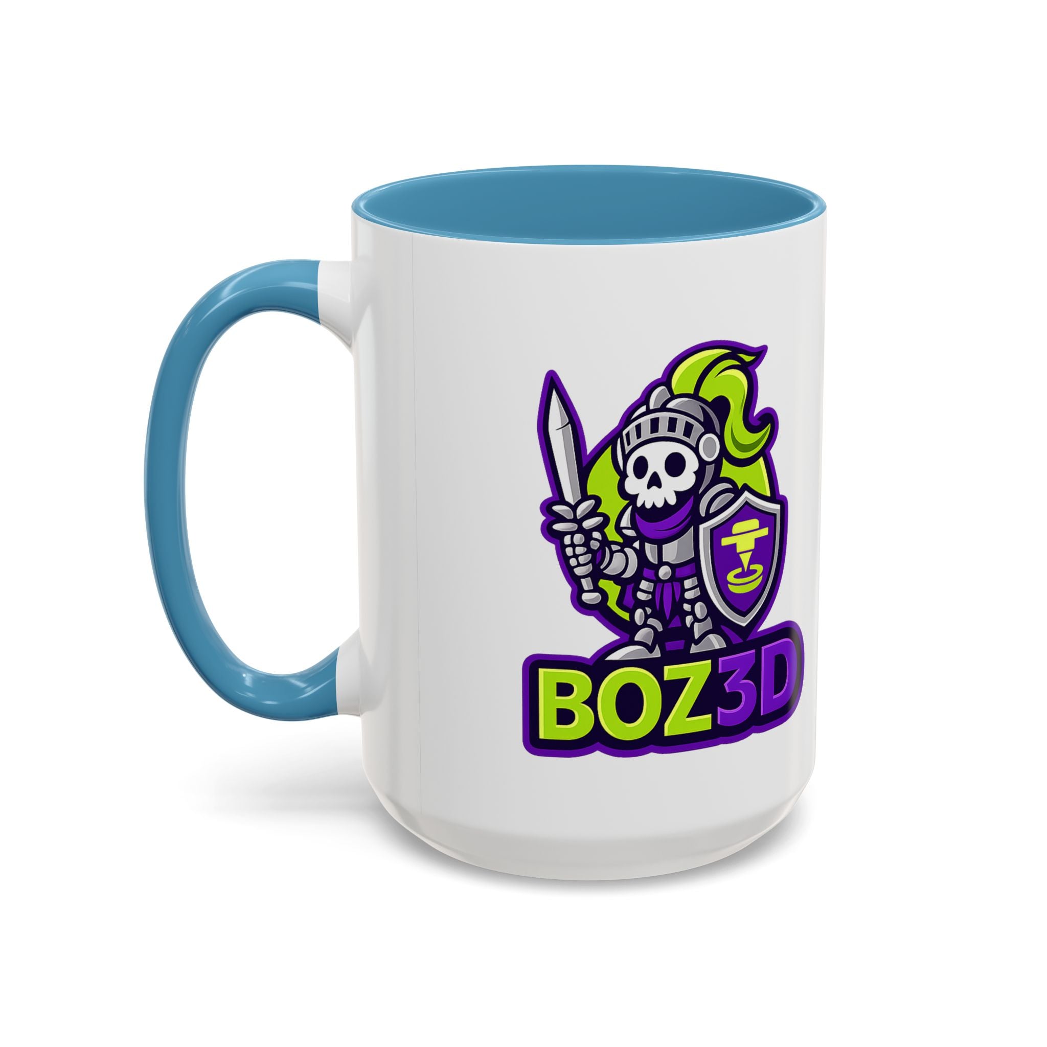 Boz3D Knight Logo Accent Coffee Mug — Gamer/Streamer Skull Knight Design (11/15oz)