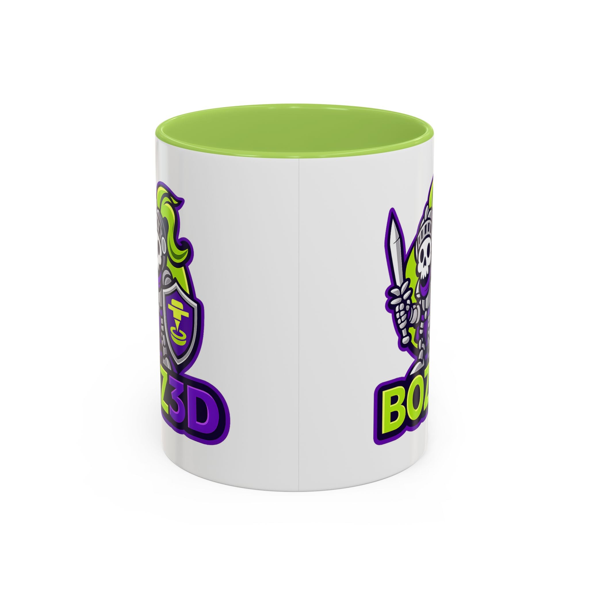 Boz3D Knight Logo Accent Coffee Mug — Gamer/Streamer Skull Knight Design (11/15oz)