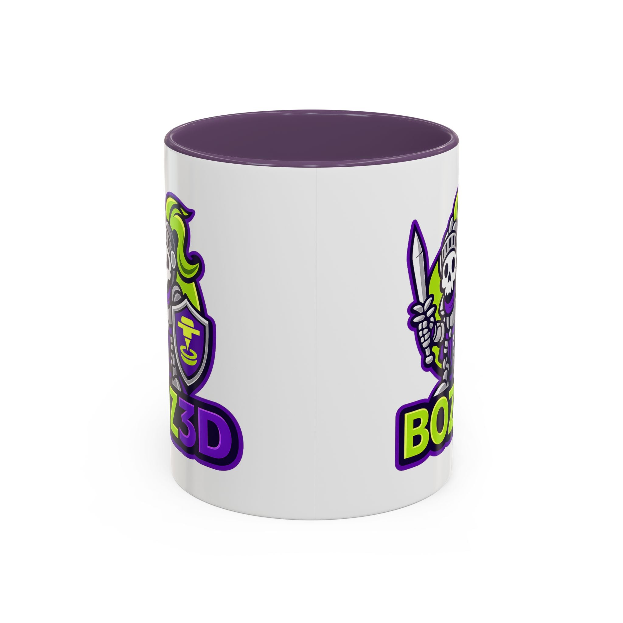 Boz3D Knight Logo Accent Coffee Mug — Gamer/Streamer Skull Knight Design (11/15oz)