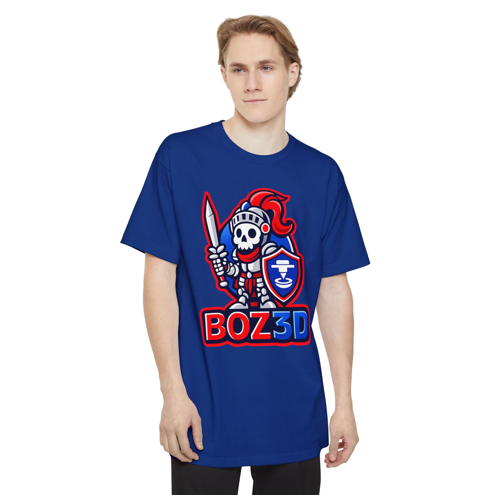 BOZ3D Skeleton Knight Color Logo T-Shirt | Red, White & Blue 3D Printing Maker Tee