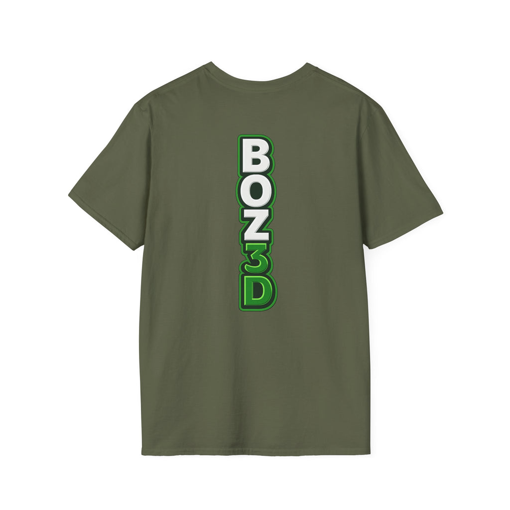 BOZ3D Skeleton Knight Color Logo T-Shirt | White & Green 3D Printing Maker Tee