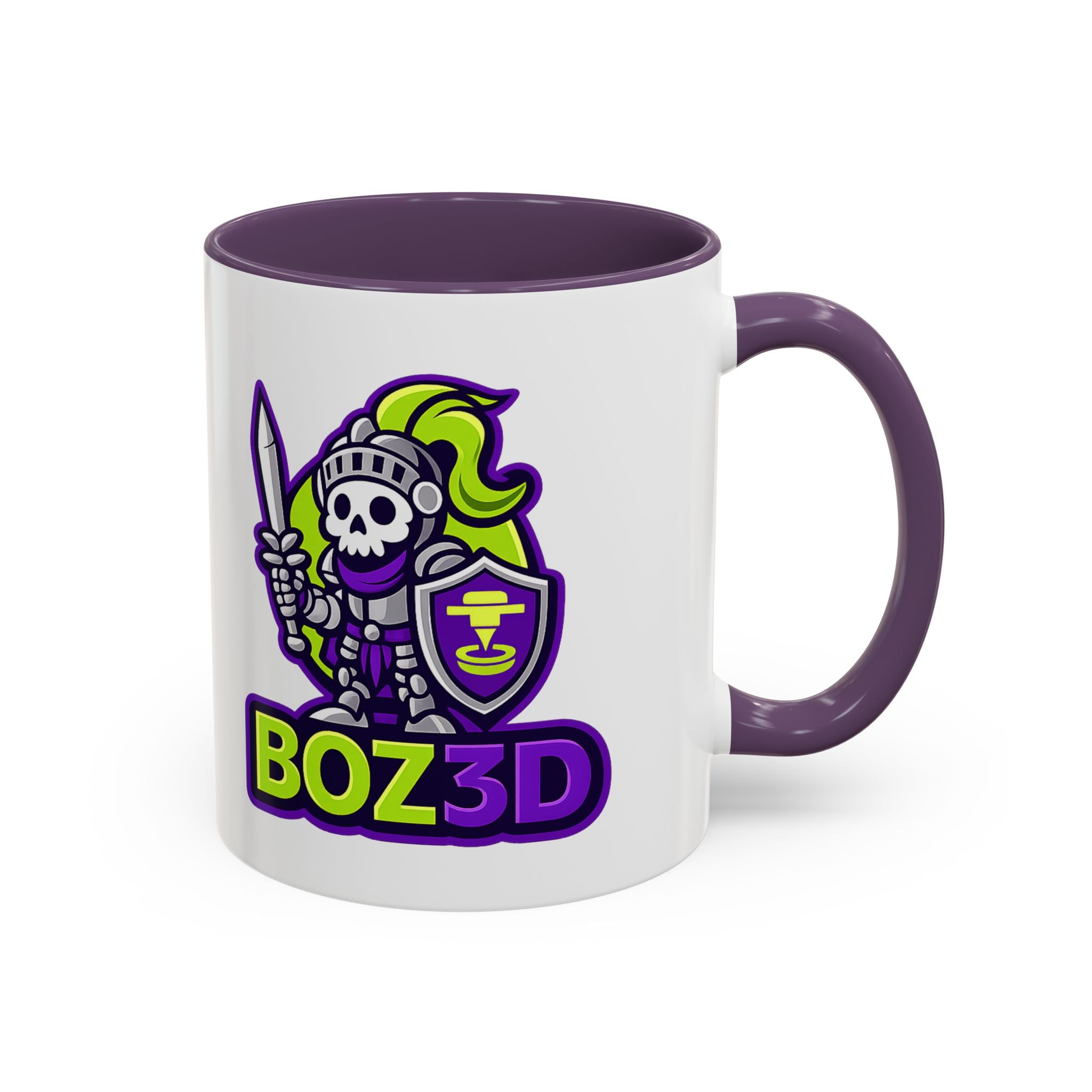 Boz3D Knight Logo Accent Coffee Mug — Gamer/Streamer Skull Knight Design (11/15oz)