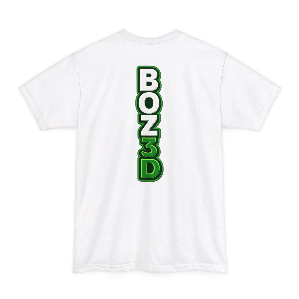 BOZ3D Skeleton Knight Color Logo T-Shirt | White & Green 3D Printing Maker Tall Tee