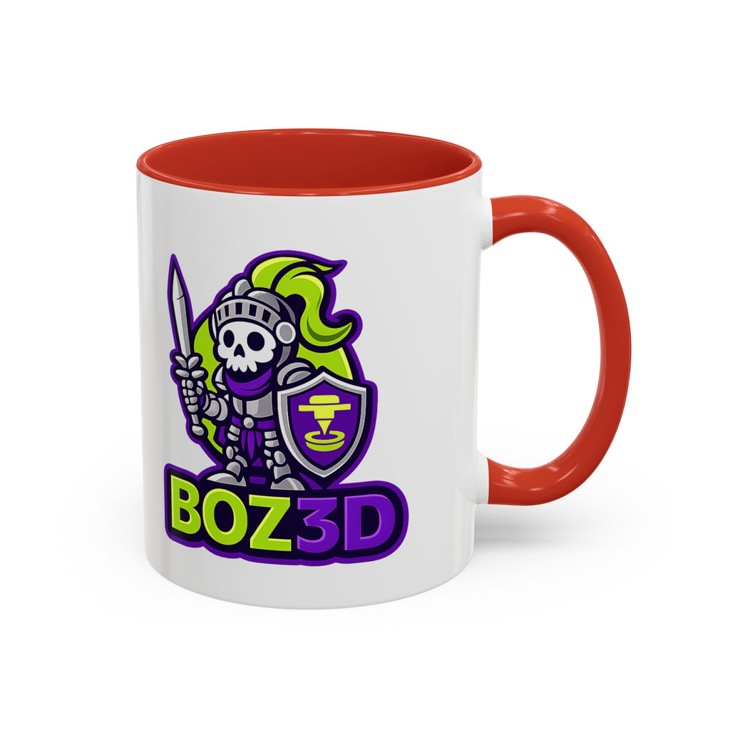 Boz3D Knight Logo Accent Coffee Mug — Gamer/Streamer Skull Knight Design (11/15oz)