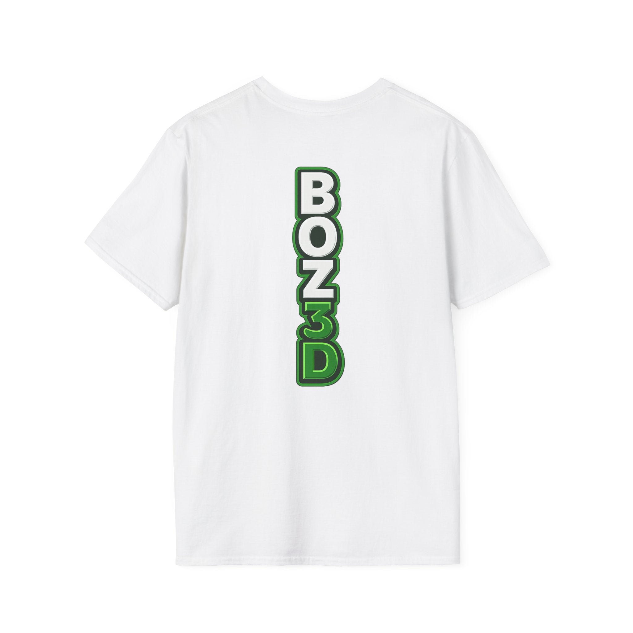 BOZ3D Skeleton Knight Color Logo T-Shirt | White & Green 3D Printing Maker Tee