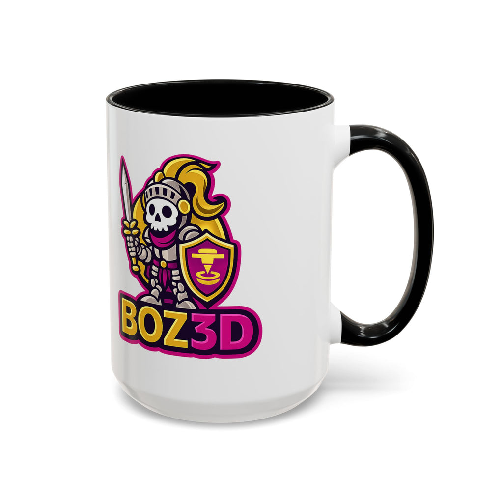 Skull Knight Logo Accent Coffee Mug (11/15oz) — BOZ3D Gaming Drinkware