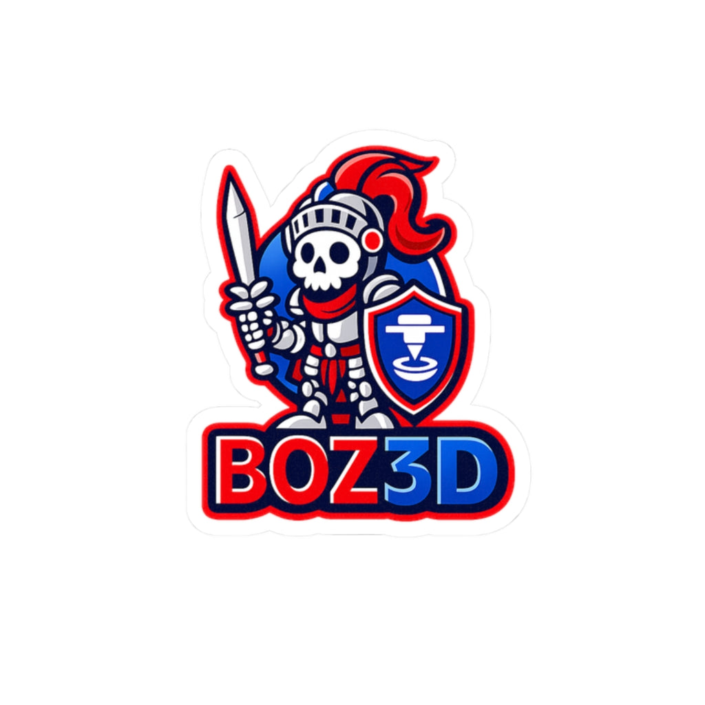 BOZ3D Knight Kiss-Cut Sticker – Red, White & Blue