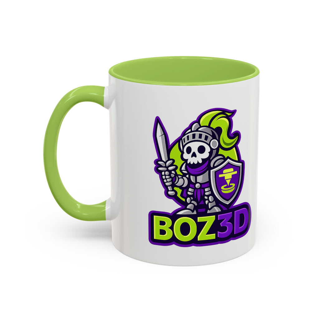 Boz3D Knight Logo Accent Coffee Mug — Gamer/Streamer Skull Knight Design (11/15oz)