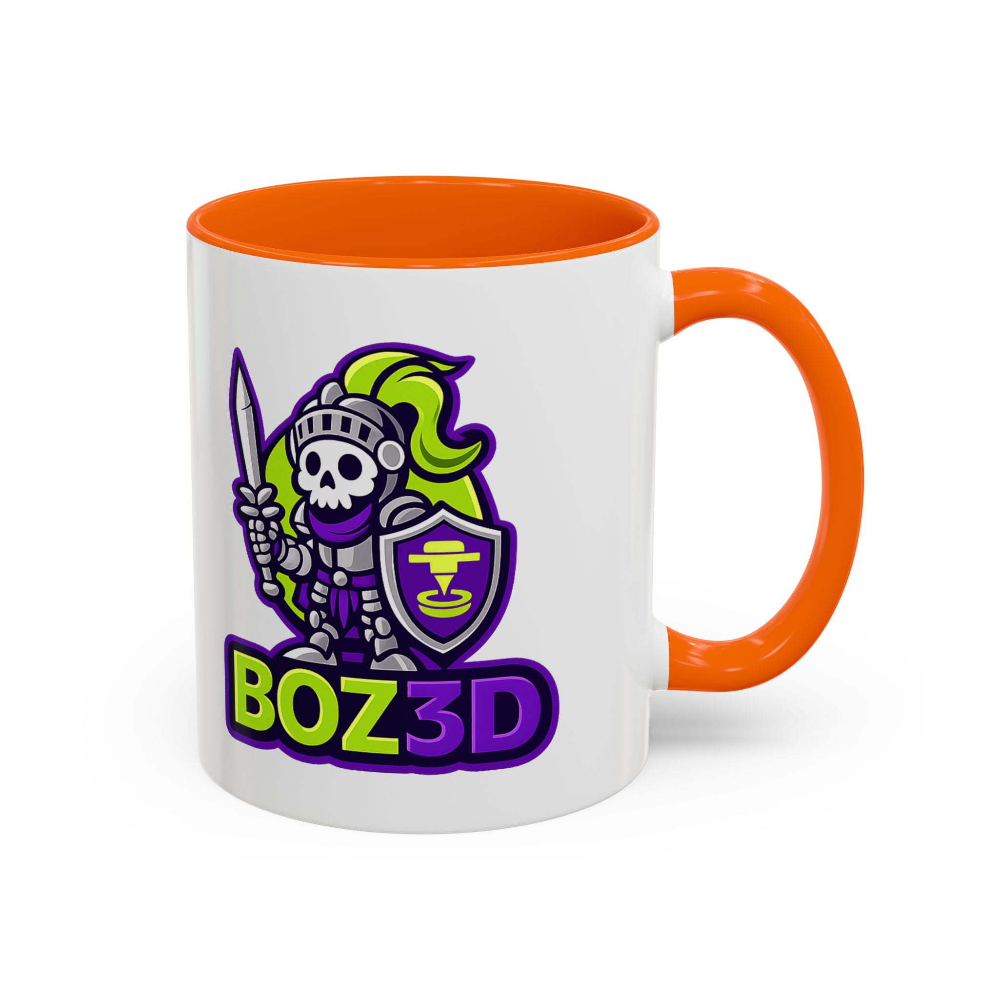 Boz3D Knight Logo Accent Coffee Mug — Gamer/Streamer Skull Knight Design (11/15oz)