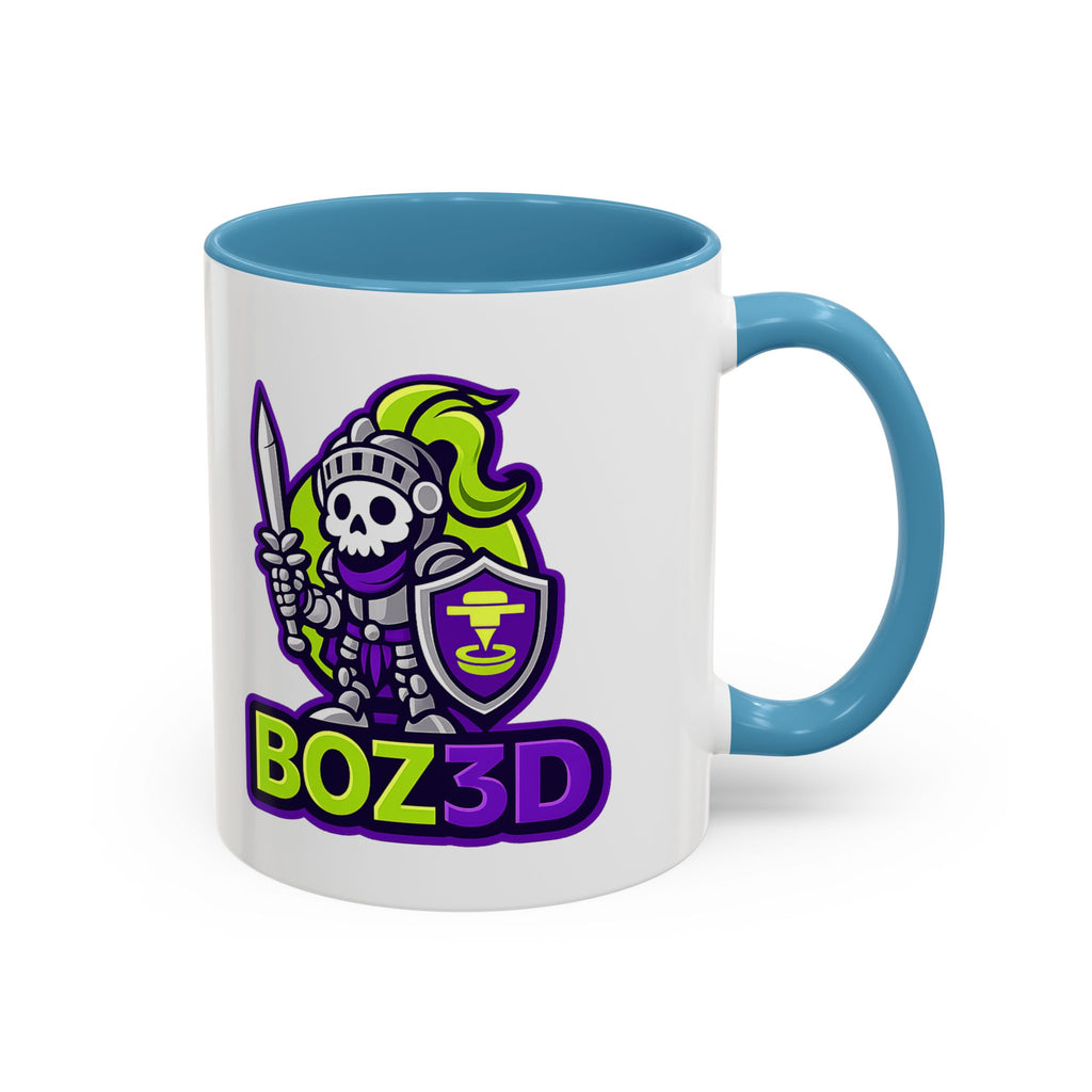 Boz3D Knight Logo Accent Coffee Mug — Gamer/Streamer Skull Knight Design (11/15oz)