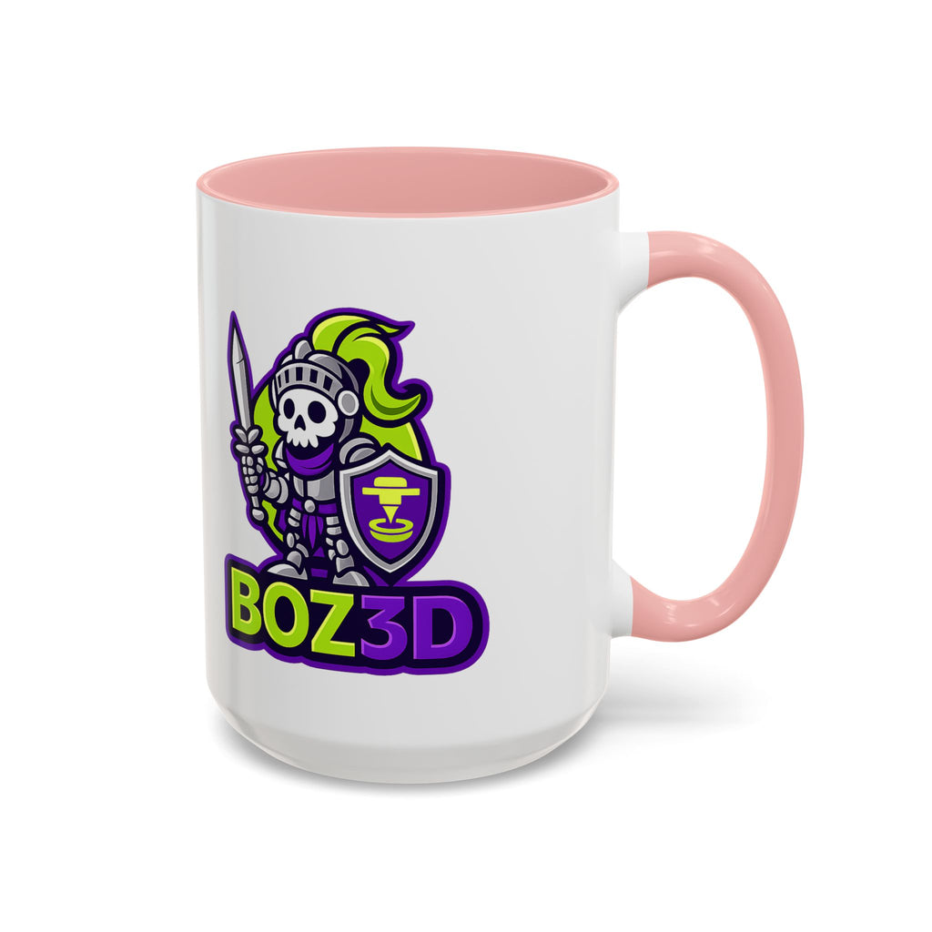 Boz3D Knight Logo Accent Coffee Mug — Gamer/Streamer Skull Knight Design (11/15oz)