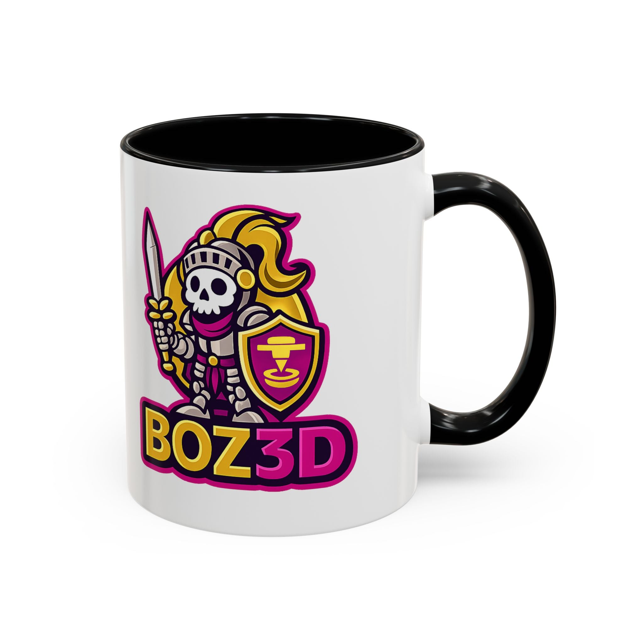 Skull Knight Logo Accent Coffee Mug (11/15oz) — BOZ3D Gaming Drinkware