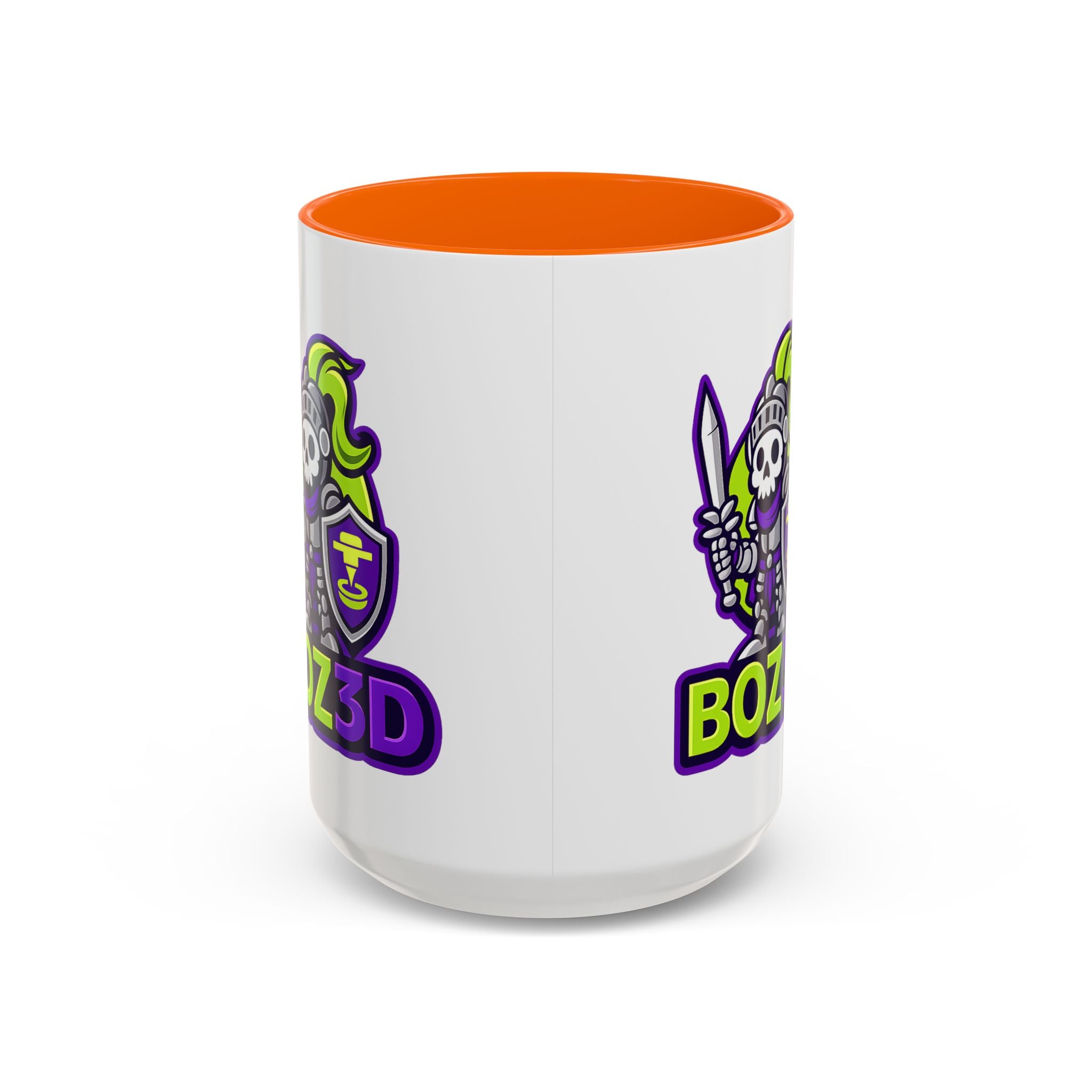 Boz3D Knight Logo Accent Coffee Mug — Gamer/Streamer Skull Knight Design (11/15oz)