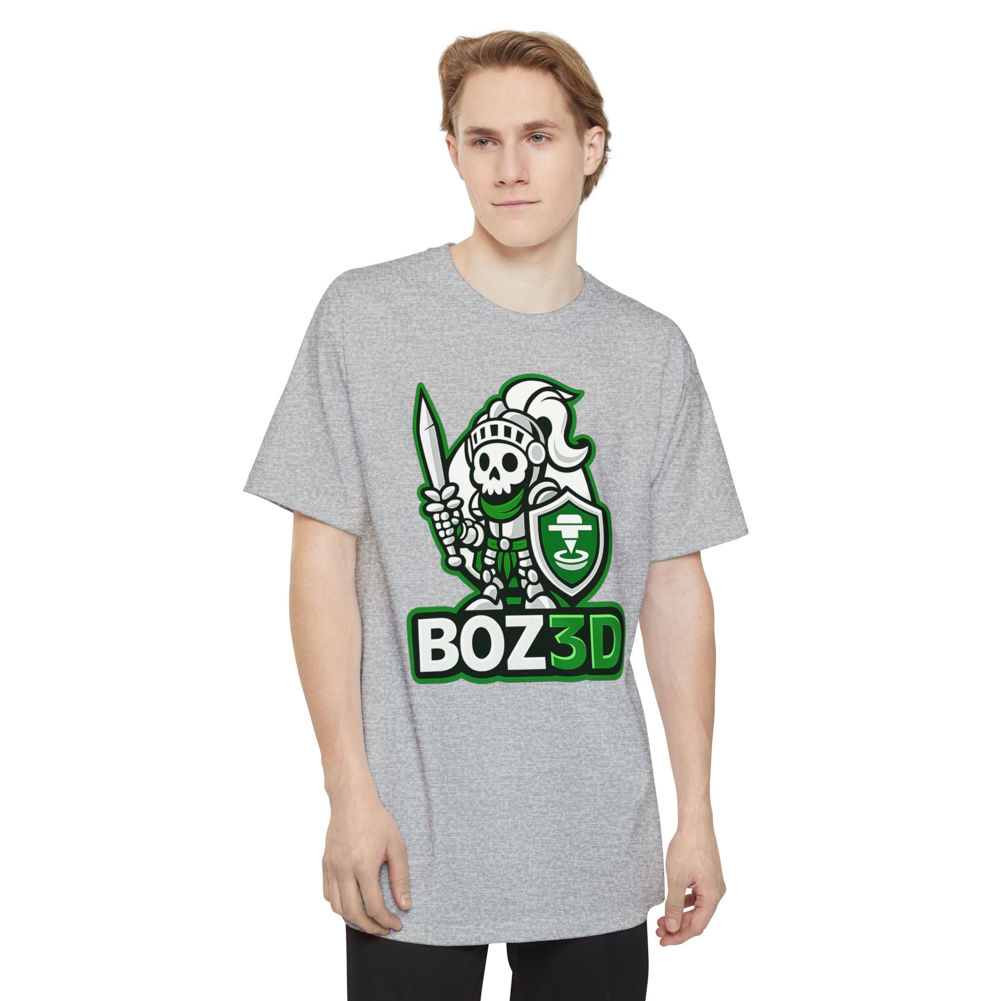 BOZ3D Skeleton Knight Color Logo T-Shirt | White & Green 3D Printing Maker Tall Tee