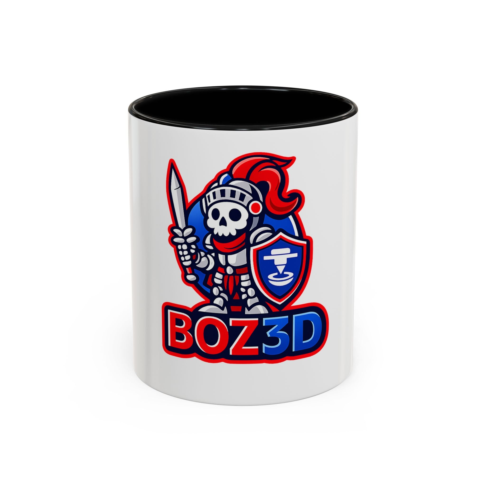 Boz3D Knight Skull Coffee Mug — Gaming Logo Accent Mug (11/15oz)