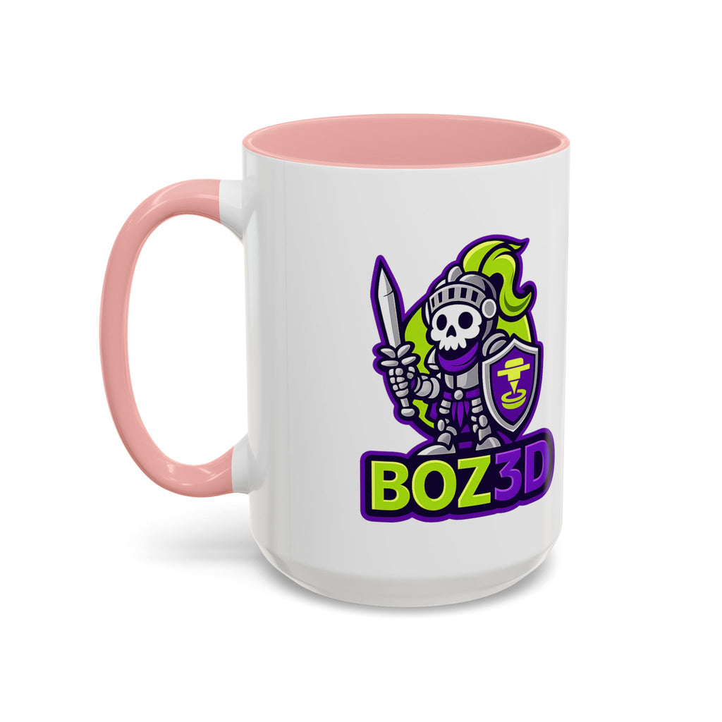 Boz3D Knight Logo Accent Coffee Mug — Gamer/Streamer Skull Knight Design (11/15oz)