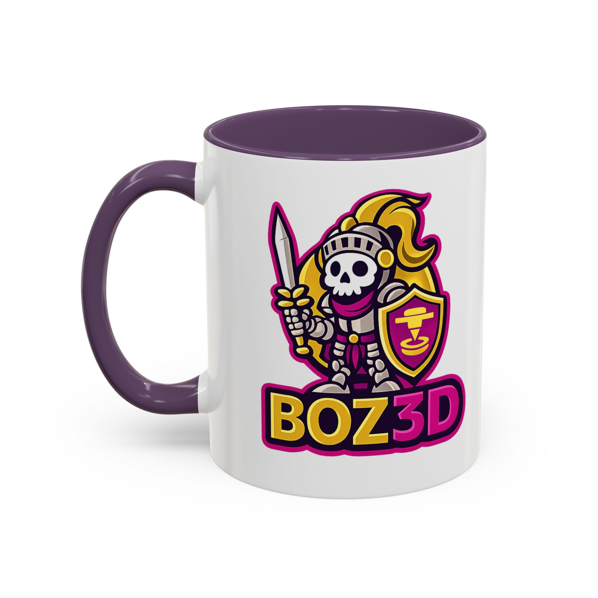 Skull Knight Logo Accent Coffee Mug (11/15oz) — BOZ3D Gaming Drinkware