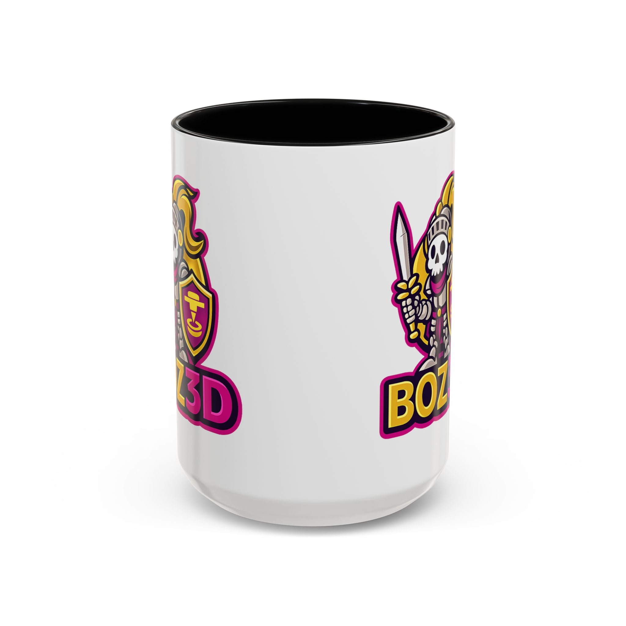 Skull Knight Logo Accent Coffee Mug (11/15oz) — BOZ3D Gaming Drinkware