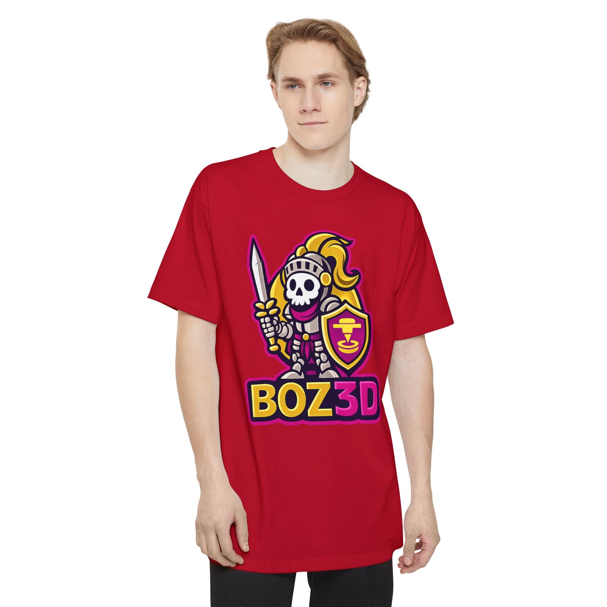 BOZ3D Skeleton Knight Color Logo T-Shirt | Gold & Pink 3D Printing Maker Tee