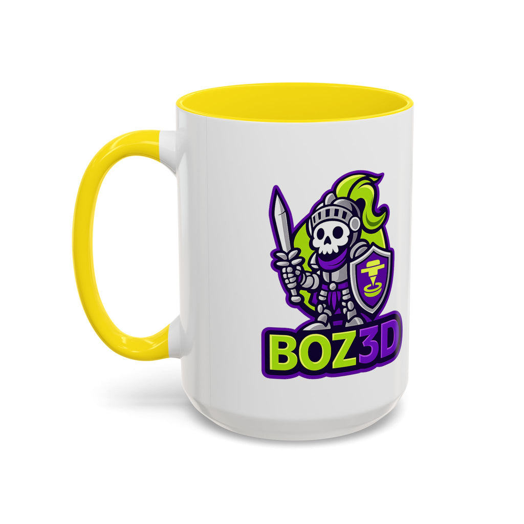 Boz3D Knight Logo Accent Coffee Mug — Gamer/Streamer Skull Knight Design (11/15oz)