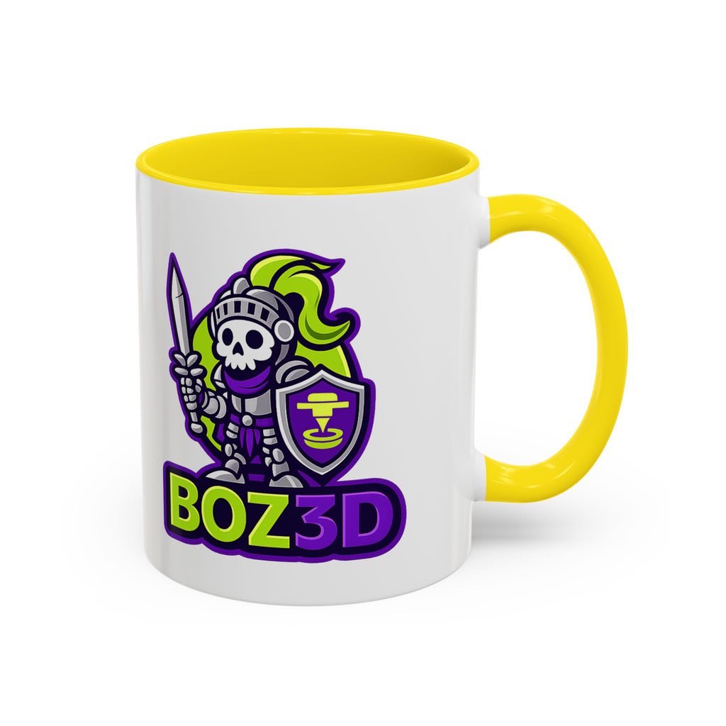 Boz3D Knight Logo Accent Coffee Mug — Gamer/Streamer Skull Knight Design (11/15oz)