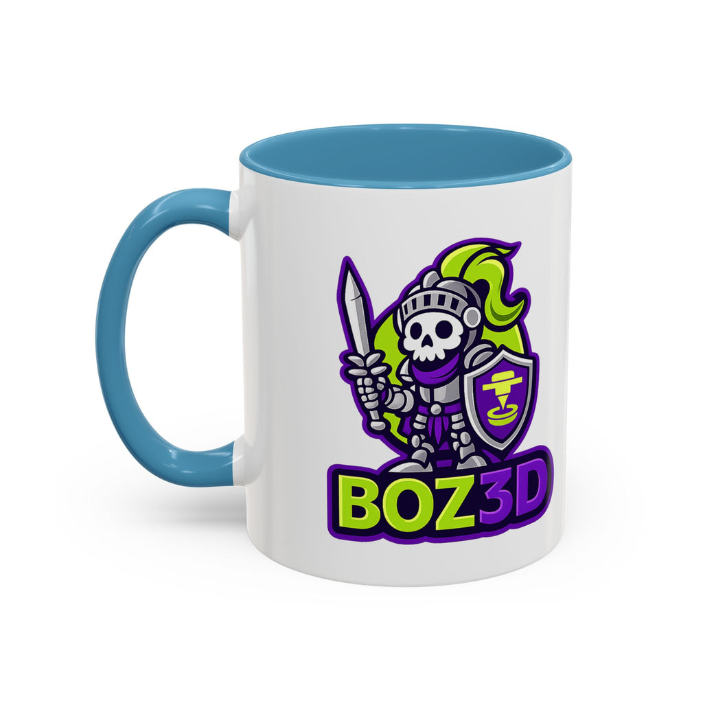 Boz3D Knight Logo Accent Coffee Mug — Gamer/Streamer Skull Knight Design (11/15oz)