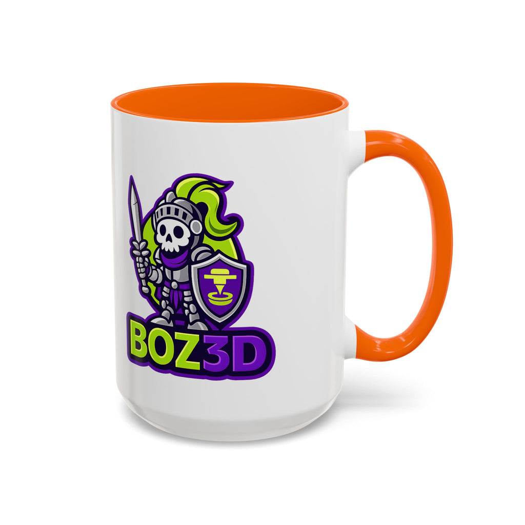 Boz3D Knight Logo Accent Coffee Mug — Gamer/Streamer Skull Knight Design (11/15oz)