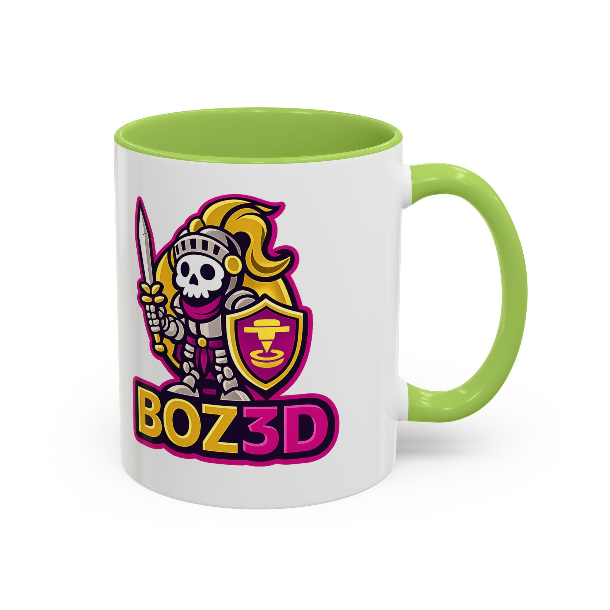 Skull Knight Logo Accent Coffee Mug (11/15oz) — BOZ3D Gaming Drinkware