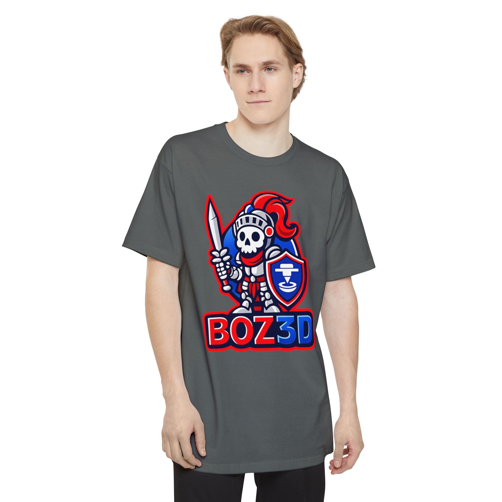 BOZ3D Skeleton Knight Color Logo T-Shirt | Red, White & Blue 3D Printing Maker Tee