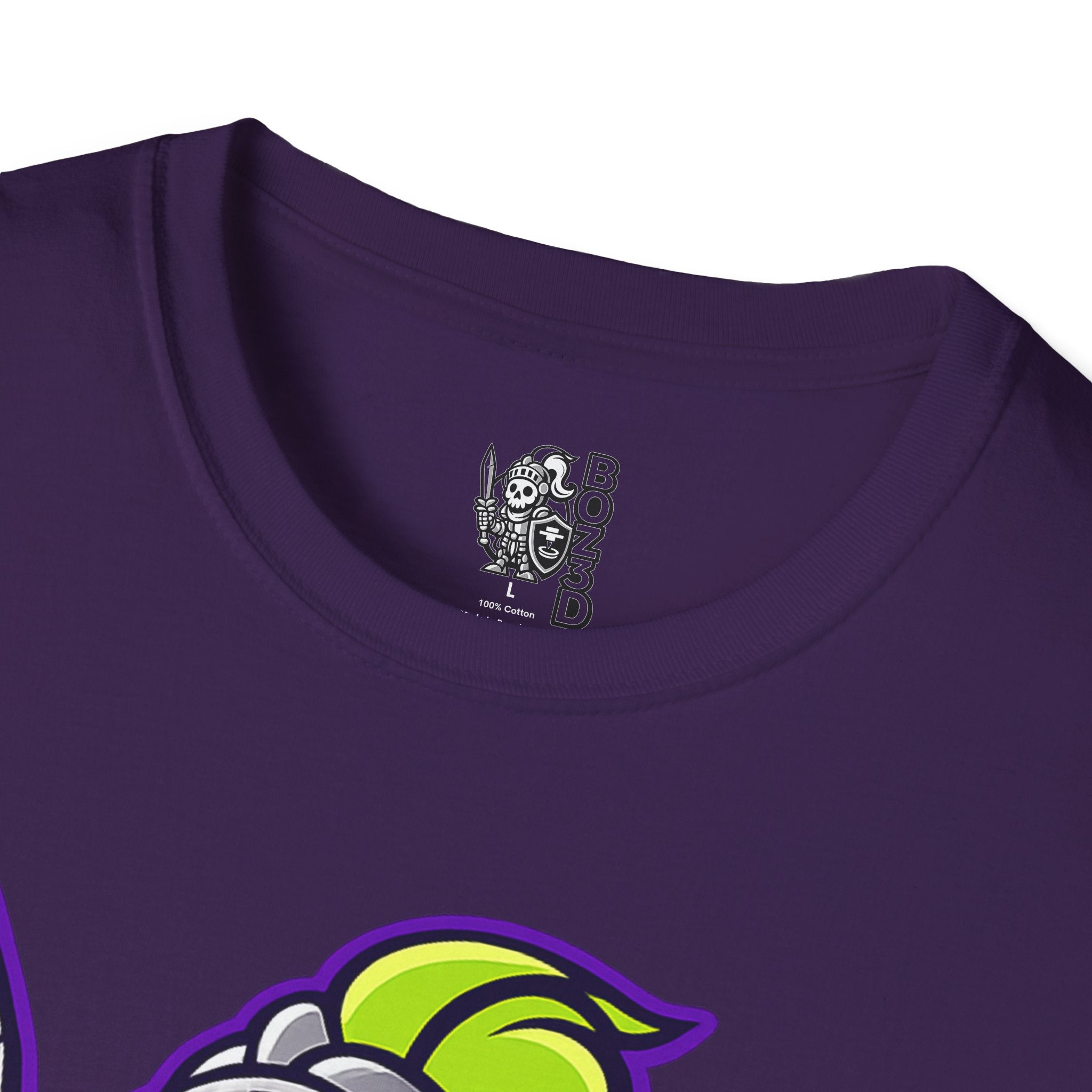 BOZ3D Skeleton Knight Color Logo T-Shirt | Green & Purple 3D Printing Maker Tee