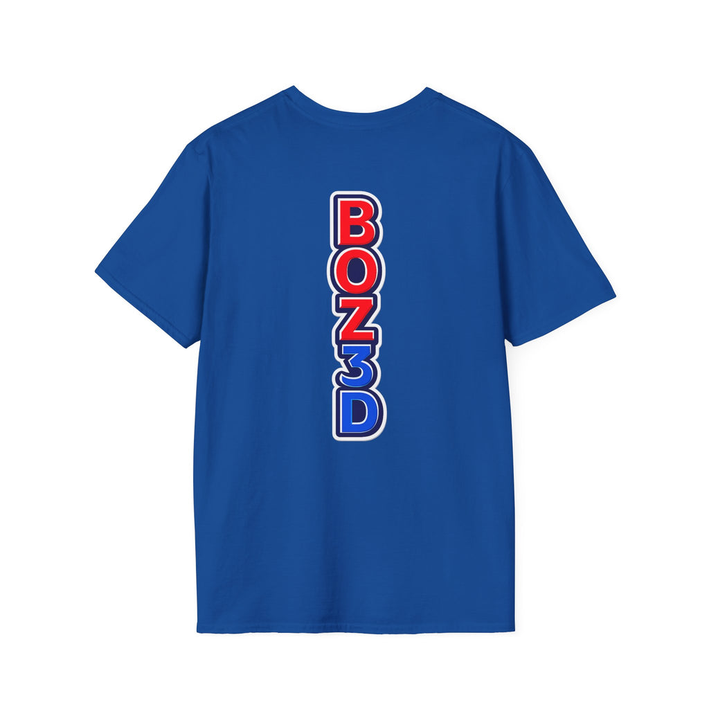 BOZ3D Skeleton Knight Color Logo T-Shirt | Red, White & Blue 3D Printing Maker Tee