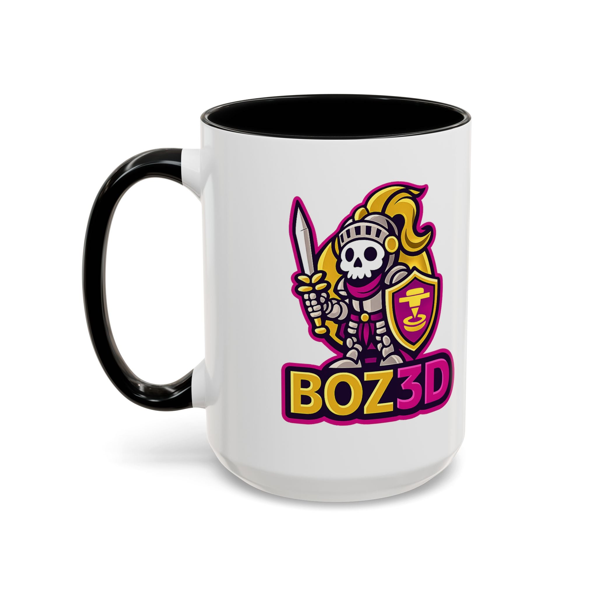 Skull Knight Logo Accent Coffee Mug (11/15oz) — BOZ3D Gaming Drinkware