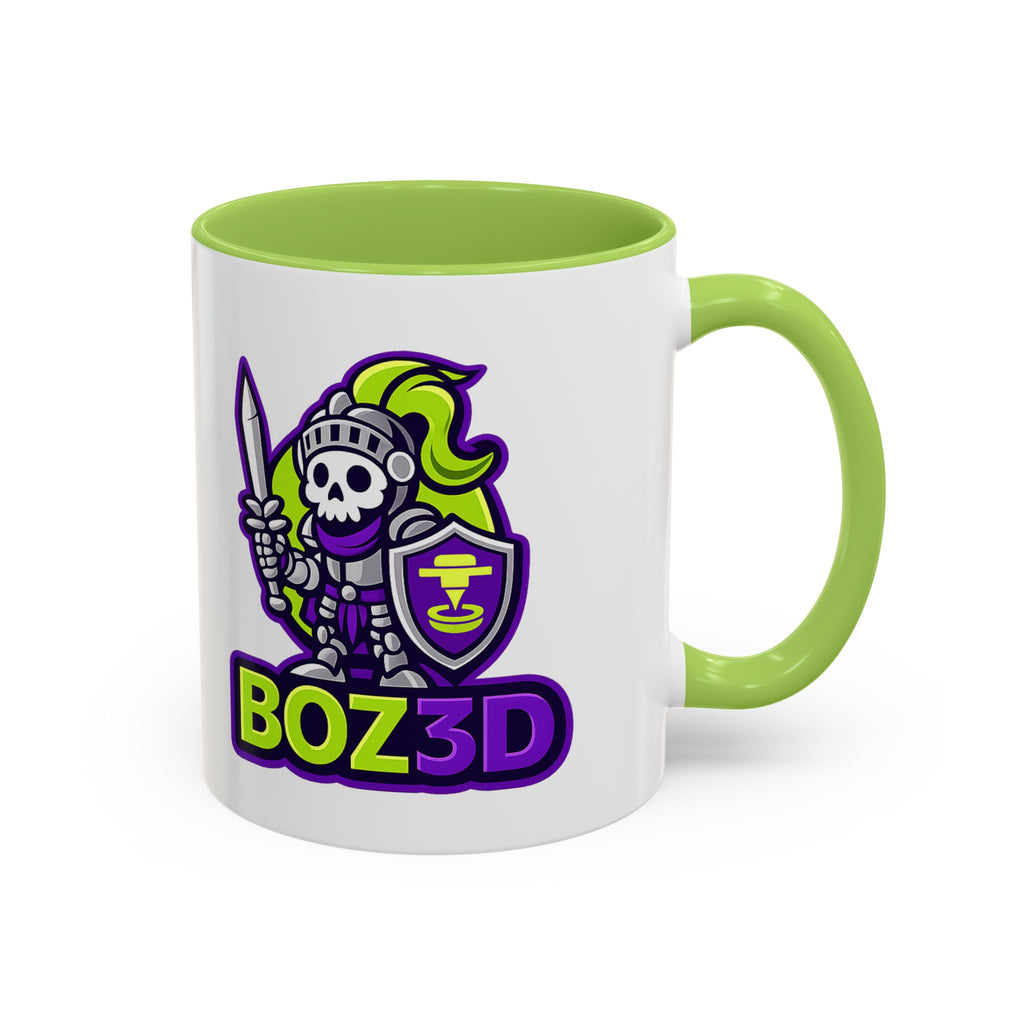 Boz3D Knight Logo Accent Coffee Mug — Gamer/Streamer Skull Knight Design (11/15oz)