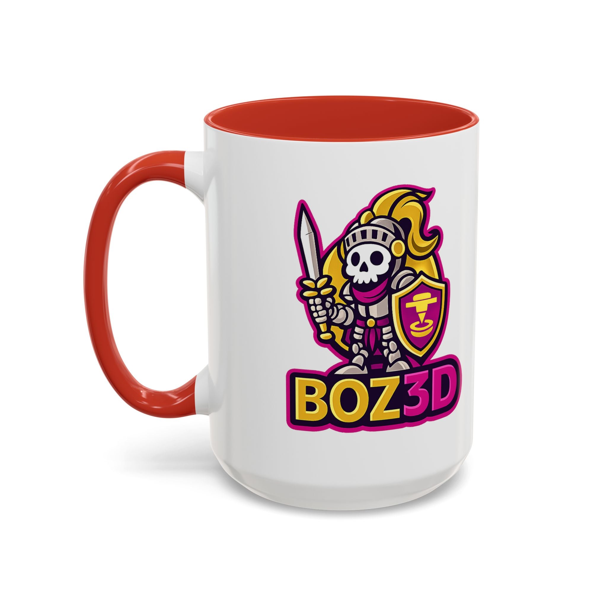 Skull Knight Logo Accent Coffee Mug (11/15oz) — BOZ3D Gaming Drinkware