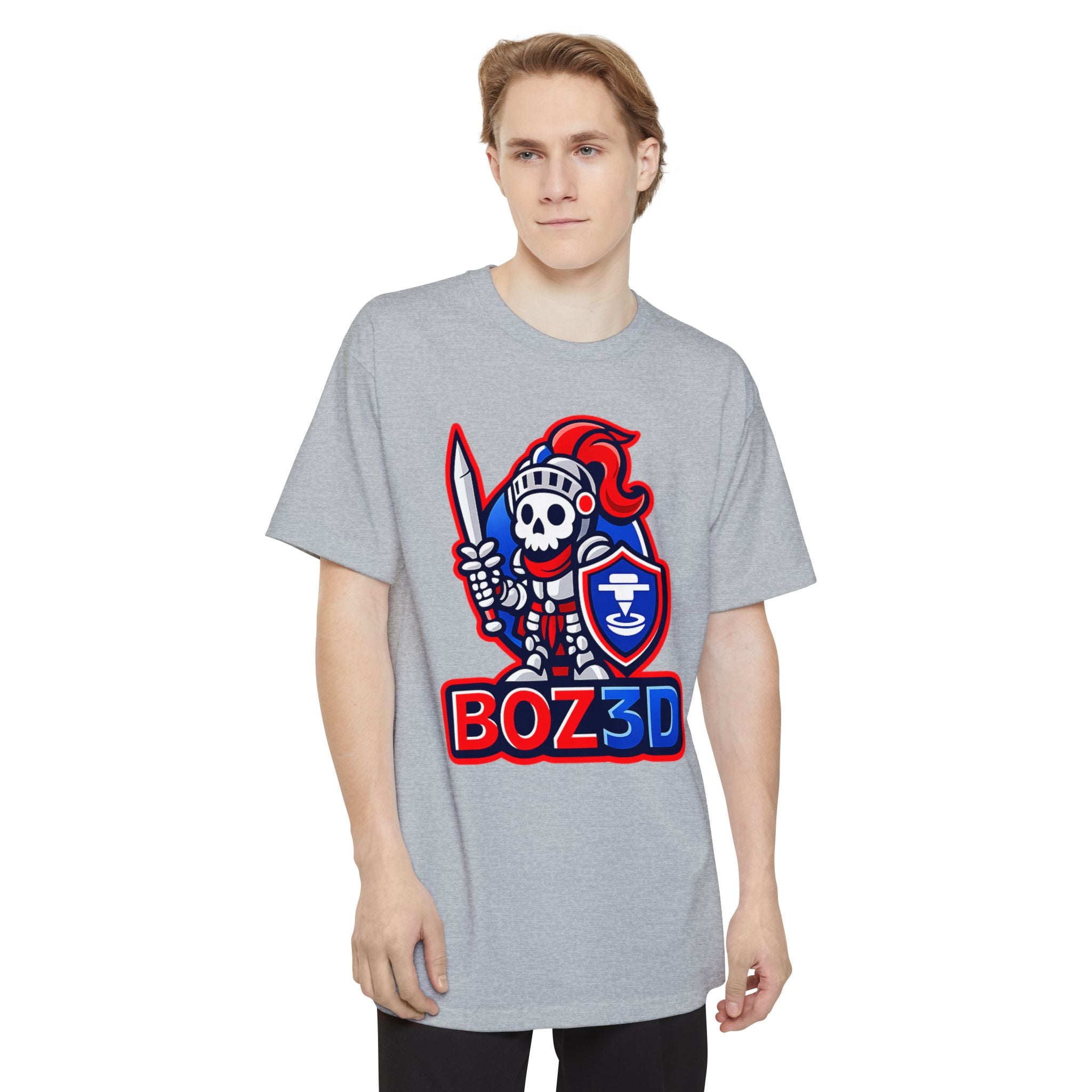 BOZ3D Skeleton Knight Color Logo T-Shirt | Red, White & Blue 3D Printing Maker Tee