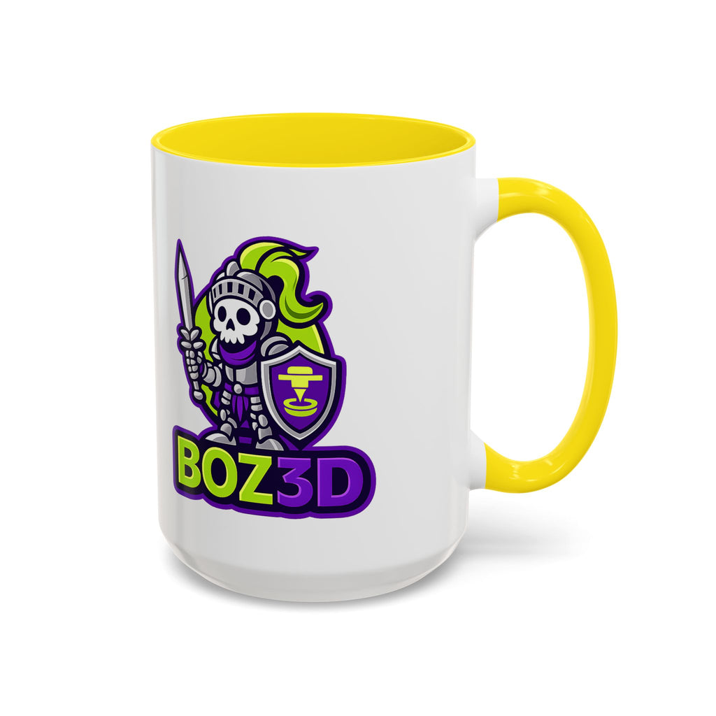 Boz3D Knight Logo Accent Coffee Mug — Gamer/Streamer Skull Knight Design (11/15oz)