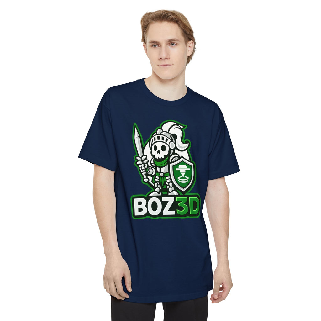 BOZ3D Skeleton Knight Color Logo T-Shirt | White & Green 3D Printing Maker Tall Tee