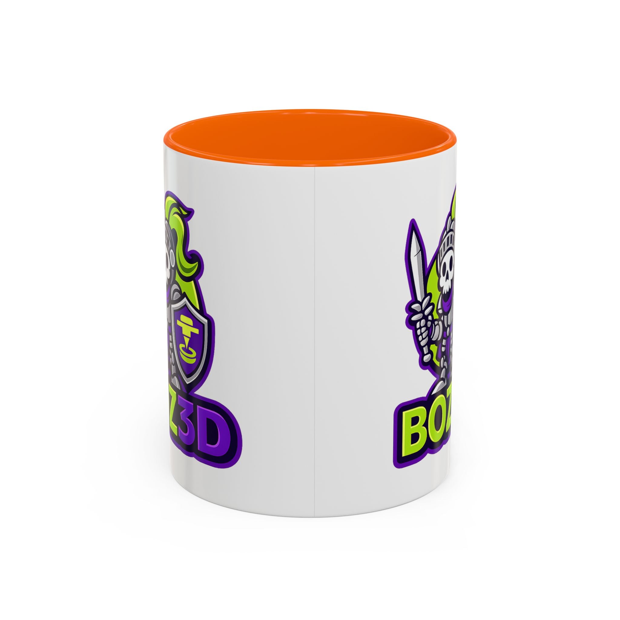 Boz3D Knight Logo Accent Coffee Mug — Gamer/Streamer Skull Knight Design (11/15oz)