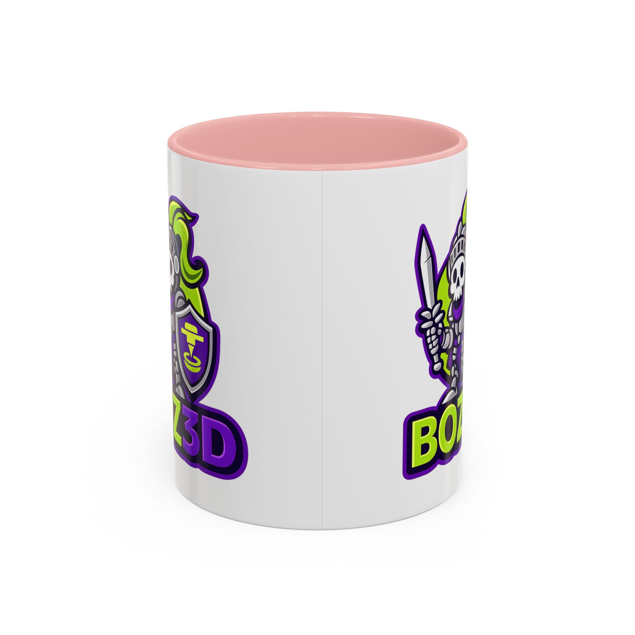 Boz3D Knight Logo Accent Coffee Mug — Gamer/Streamer Skull Knight Design (11/15oz)