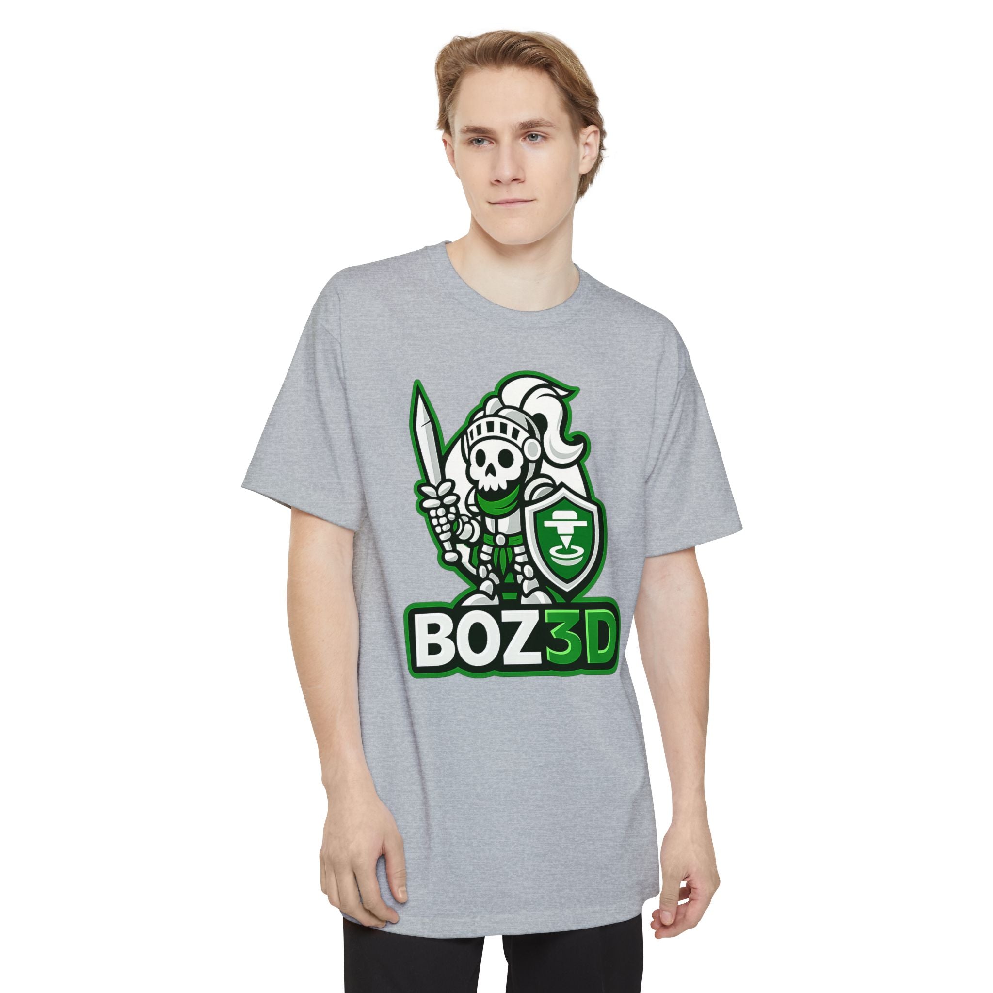 BOZ3D Skeleton Knight Color Logo T-Shirt | White & Green 3D Printing Maker Tall Tee