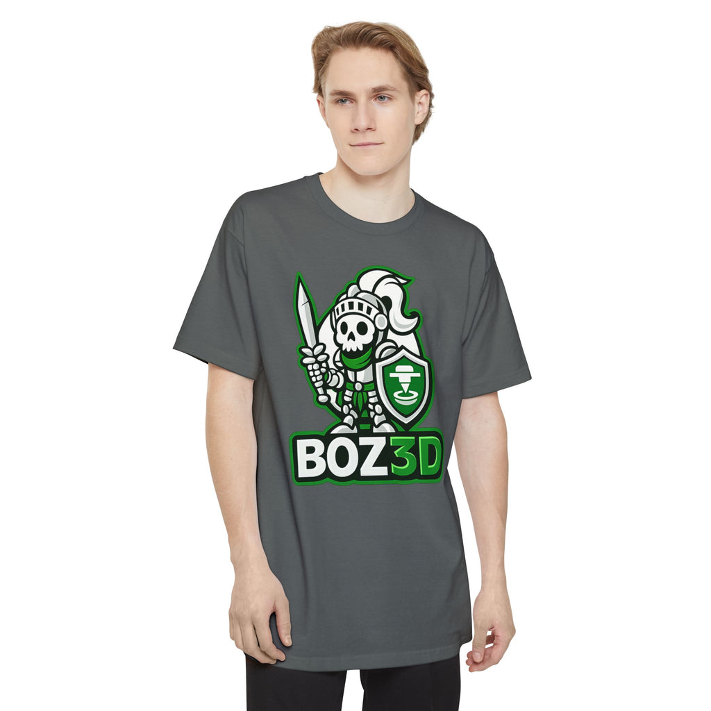 BOZ3D Skeleton Knight Color Logo T-Shirt | White & Green 3D Printing Maker Tall Tee