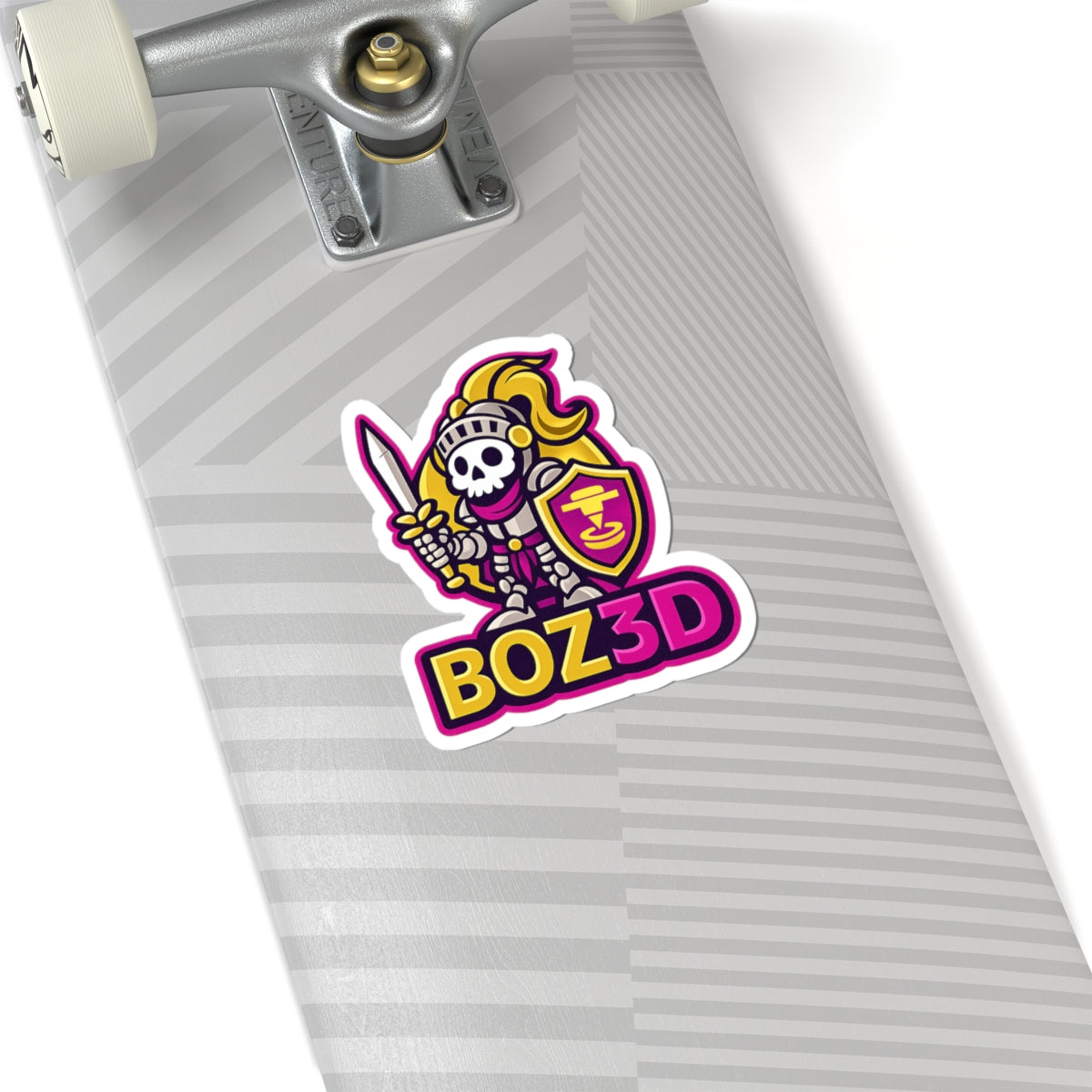BOZ3D Skeleton Knight Sticker | Gold & Pink 3D Printing Maker Decal