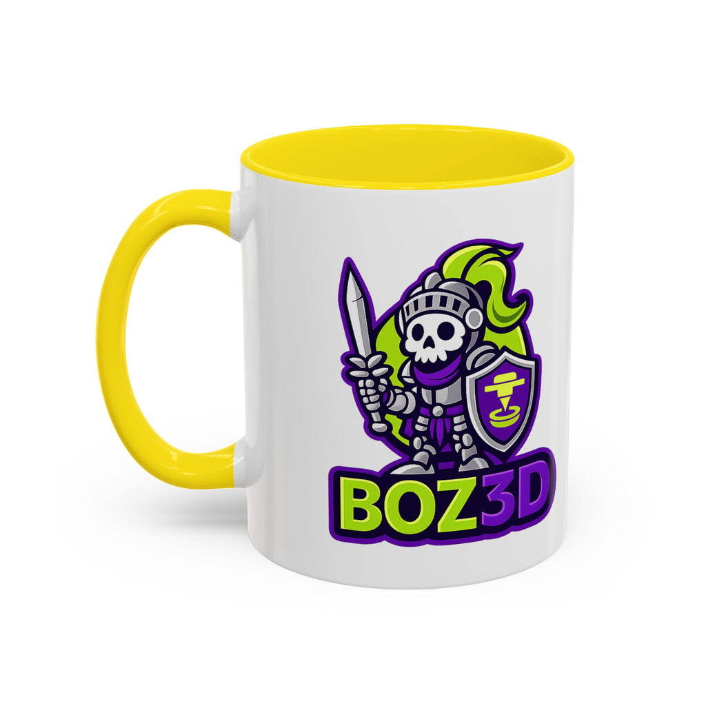 Boz3D Knight Logo Accent Coffee Mug — Gamer/Streamer Skull Knight Design (11/15oz)