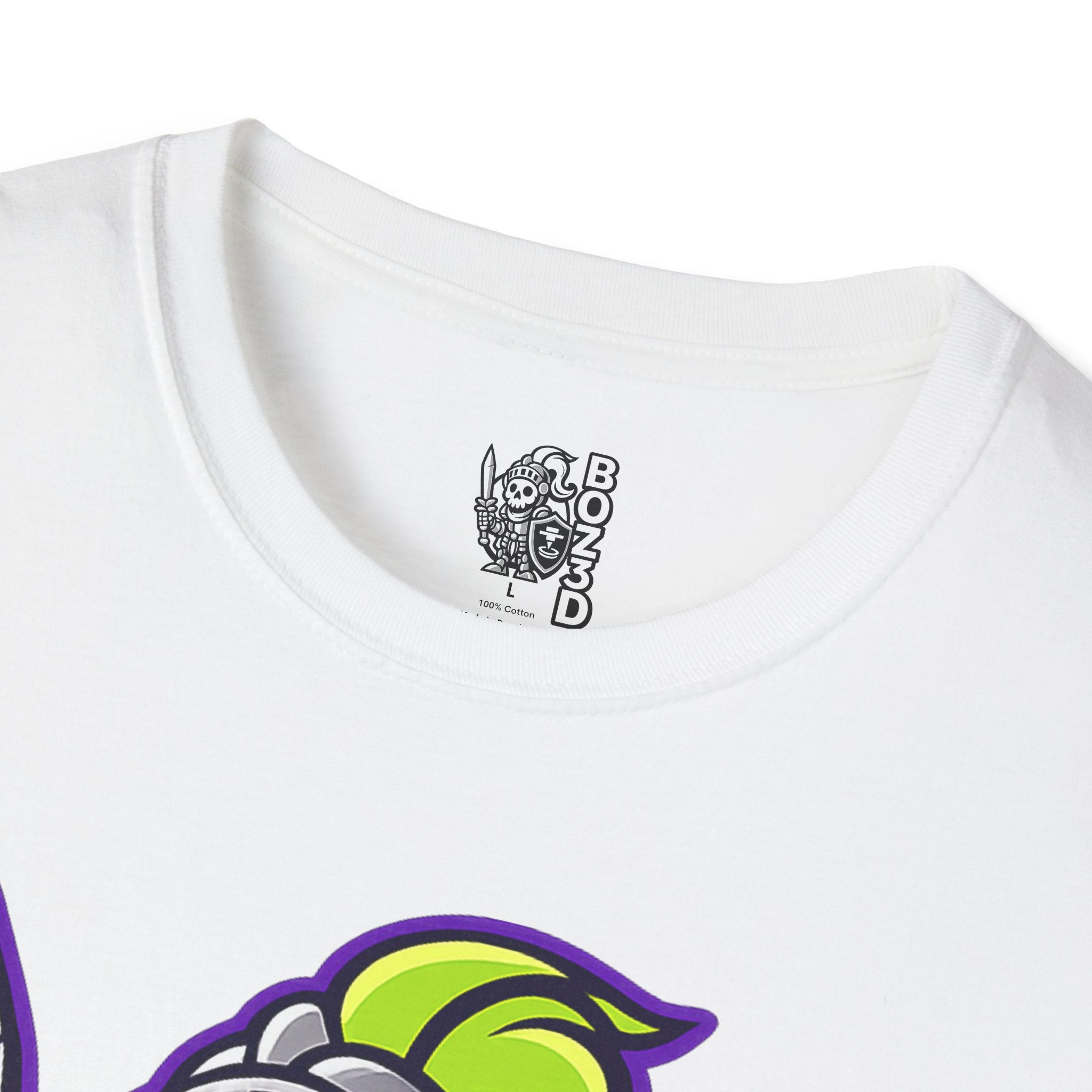 BOZ3D Skeleton Knight Color Logo T-Shirt | Green & Purple 3D Printing Maker Tee