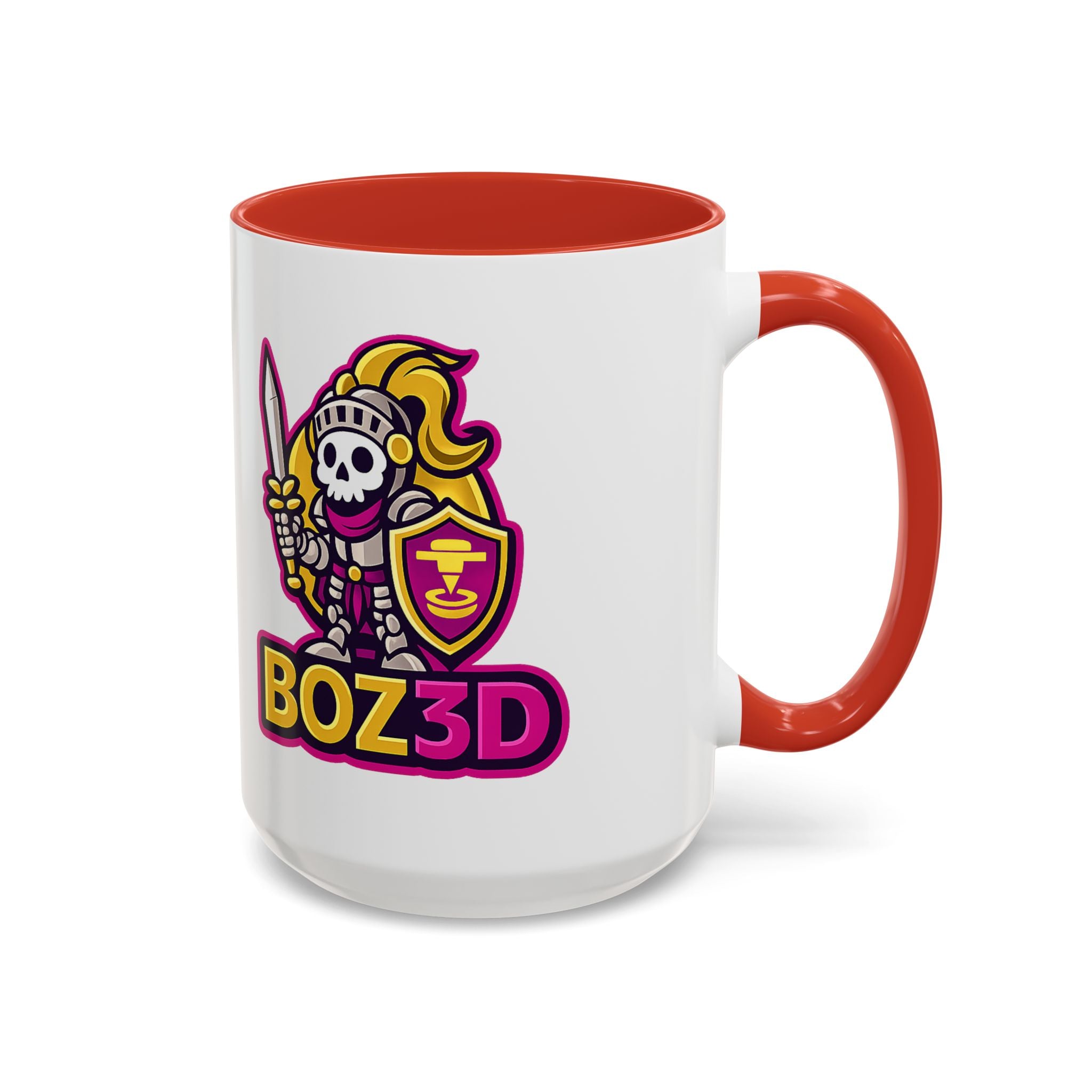 Skull Knight Logo Accent Coffee Mug (11/15oz) — BOZ3D Gaming Drinkware