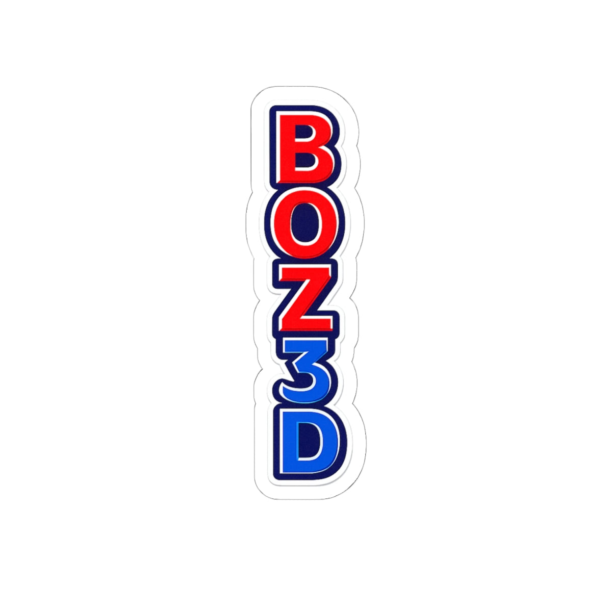 BOZ3D Vertical Logo Kiss-Cut Sticker – Red, White & Blue