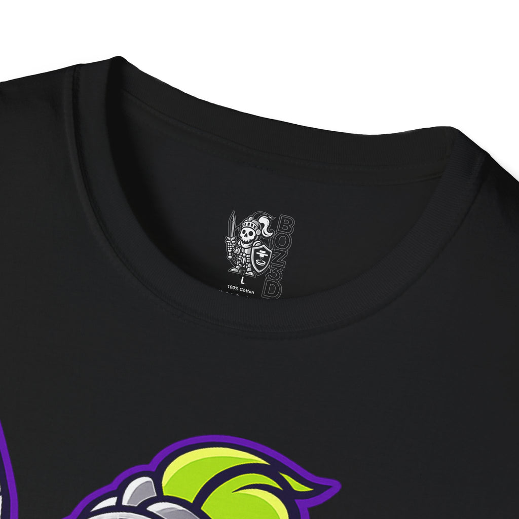 BOZ3D Skeleton Knight Color Logo T-Shirt | Green & Purple 3D Printing Maker Tee