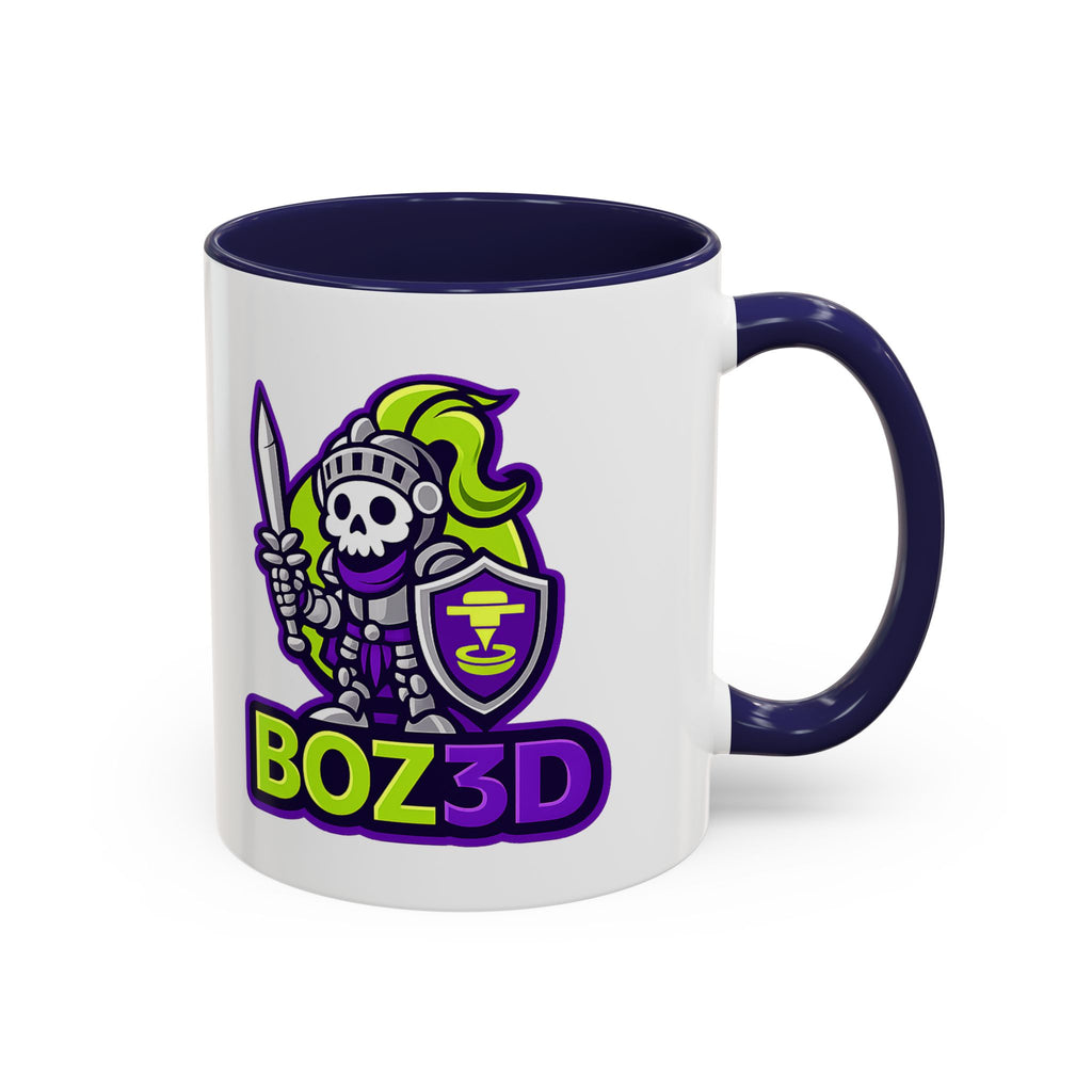 Boz3D Knight Logo Accent Coffee Mug — Gamer/Streamer Skull Knight Design (11/15oz)